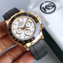 顶级做工KS出品：劳力士 恒动宇宙计时型迪通拿 【尺寸】40MM【表镜】抗刮损蓝水晶玻璃  防反光凸透式放大日历窗【表壳】上链表冠，旋入式三扣锁三重防水系统【机芯】采用7750机芯，高效精准稳定【表带】腕表搭配折叠式表扣，且表扣具有微调装置，可以调到非常的贴合手腕 折叠扣 超强夜光 防水大于100米