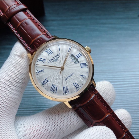 2019年度最新款 浪琴Longines  S8 全面出货！成功商务人士必备 锅盖型复古玻璃  压弯字面 百分之百超强防水  [咖啡][咖啡]品牌：浪琴 Longines 类型：[酷]男士腕表表壳：316精钢（做工优质）表带：进口小牛皮/简约针扣机芯：进口8215全自动机械机芯（走时稳定）玻璃：高级强化镀膜镜面尺寸：直径41mm，厚度12mm 三杰精致推荐男士机械腕表 SJ为你精心挑选超真实实物图拍摄