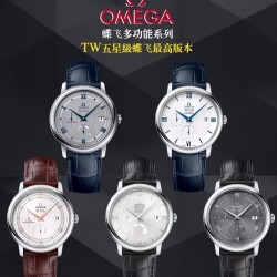 TW 欧米茄 OMEGA 动能蝶飞搭载2824改装与正品Cal.2627一致的六位真动能、9位小秒机芯．直径39.5mm。表壳与表扣为316L精钢打磨.意大利进口牛皮！