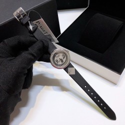 【GB厂】伯爵-PIAGET POSSESSION 系列，全新高级珠宝系列，18K白金镶钻，旋转式表圈，镶嵌37颗圆型美钻，寓意着时来运转，富贵逼人，采用轻柔的缎面材质皮带，与钻石散发的耀眼光芒造型形成优雅对比。Piageet 以逾百年的奢华珠宝腕间闪耀之作铺镶满钻的字面 挑战美学工艺的界限 独特大胆的创意风格与凝练腕间的璀璨美学，正待 与您邂逅。尺寸29X6.8mm