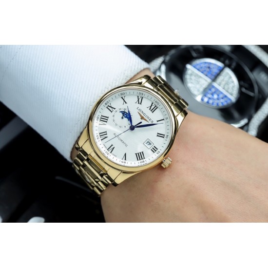浪情-LONGINES2019全新名匠系列男士机械腕表 搭载零返修全新日本进口西铁城8218机械机芯 9字位24小时显示 双卜蓝宝石玻璃镜面 316L精钢AAA级表壳 真牛皮表带[玫瑰][玫瑰][玫瑰]尺寸：40/11.5mm 请认准独家品质