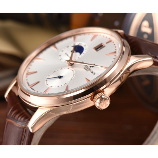 江诗丹顿(Vacheron Constantin)传承系列9位24时真日⭐️月星辰12位独特日历窗全面推出,成功商务人士必备,采用全自动进口机芯(零返修、零故障)顶级316精钢表壳,原装按扣 进口小牛皮,锅盖玻璃,做工一流,型男必备。送礼极佳,先下手为强! 江诗丹顿(Vacheron Constantin)传承系列9位24时真日⭐️月星辰12位独特日历窗全面推出,成功商务人士必备,采用全自动进口机芯(零返修、零故障)顶级316精钢表壳,原装按扣 进口小牛皮,锅盖玻璃,做工一流,型男必备。送礼极佳,先下手为强!