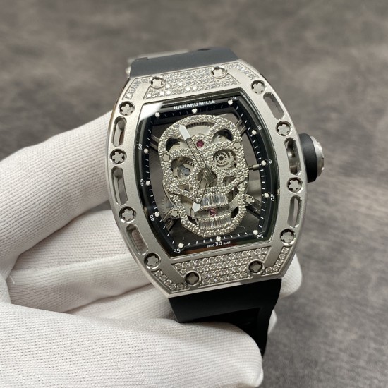 Richard Mille 理查德米勒系列,亲民版!一比一复刻 !全镂空骷髅头 腕表 简约无钻款 酒桶型镂空表盘 橡胶黑色表带 加了碳素!防水效果杠杠的!出货实拍 Richard Mille 理查德米勒系列,亲民版!一比一复刻 !全镂空骷髅头 腕表 简约无钻款 酒桶型镂空表盘 橡胶黑色表带 加了碳素!防水效果杠杠的!出货实拍