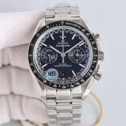 OMEGA 欧米茄 赛车计时码表【SPEEDMASTER】TVS自主研发自制9900机芯，3点盘为【12小时】和【60分钟】累积计时盘。所有功能及外观与原版一致，TVS匠心之作【1】钢材都是采用进口AISI316L特钢加硬处理制造，所以硬度都达到240HV，你看到的表壳沙纹清晰细腻洁白没有气孔完美缔造还原正品一样材质【2】通透弧拱形蓝宝石水晶玻璃镜面另表盘更加凸显【3】哑光表盘搭配镀白金条钉，夜光采用进口超强夜光粉制造【4】超霸月球系列搭配精钢表带与进口牛皮带，表带与陶瓷圈可以原版互换。