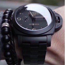 ⌚️ 沛纳海 PANERAI ⌚️弧型镀膜玻璃47mm*16mm头层牛皮表带搭配原装针扣➰全自动GMT机械✔️一款来自硬汉的手表！