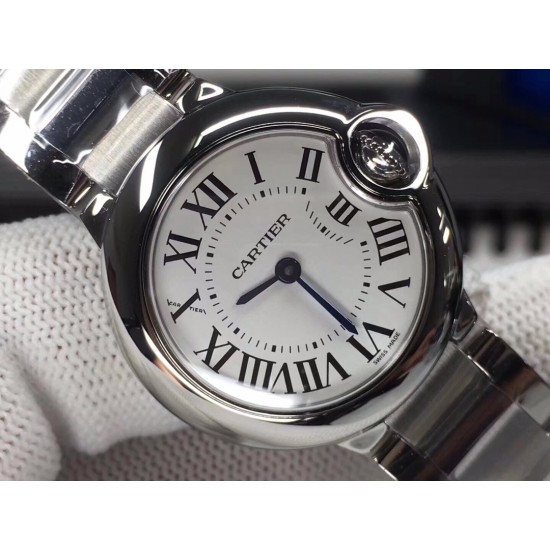 卡地亚  Cartier  蓝气球钢带  28mm 漂亮的烤蓝钢针 搭载瑞士石英机芯！