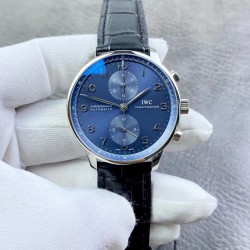 IWC 万国 葡萄牙系列3714蓝盘IW371445自动机械计时跑秒腕表！精钢拉丝表壳，厚度与正品一样12.3mm 直径40.9mm ，穹型高通透蓝宝石镜面镀蓝膜。搭载7750订制自动机械计时码机芯，原装折叠扣。顶级出品-出货实拍