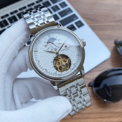 实物拍摄品牌：江诗丹顿 -Vacheron Constantin类型：[酷]男士腕表表壳：316精钢（做工优质）表带：进口真牛皮/316精钢（两种可选）机芯：高级定制全自动机械机芯（走时稳定）玻璃：高级强化镀膜镜面尺寸：直径41mm，厚度12.5mm