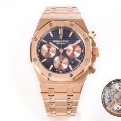2023新品 AP/爱彼 皇家橡树系列全新26240计时码表，采用同正品一致（6字位小秒  透底机芯Caliber4401计时机芯)，搭配防眩目蓝宝石高透玻璃  表盘装饰经典的Grande Tapisserie大型格纹图案 316精钢采用缎面拉丝与抛光交替，呈现出哑光与亮面相映成趣效果，粗犷大气的41mm表盘，劲道十足，超强夜光显示，可以在任何环境下读取时间。