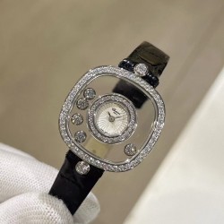 品牌：Chopard-萧邦最新款方形Happy Diamonds❤️瑞士原厂石英机芯 五颗快乐钻石在表盘自由流动  电镀18k金好货不等人哦～[机智]