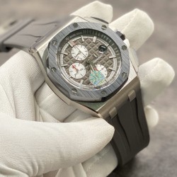 AUDEMARS PIGUET 爱彼 AP 皇家橡树离岸型 大熊猫计时码表 26400SO.OO.A002CA.01 精钢表壳 陶瓷表圈 钛合金按钮 双面蓝宝石镜面 3126机芯 橡胶表带 精钢针扣 44mm JF厂出品！出货实拍
