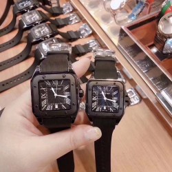 卡地亚-Cartier❥山度士情侣对表❥进口石英机芯❥镀膜玻璃镜面❥尺寸：大号39mm！小号33mm！