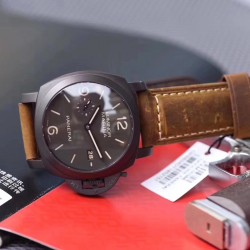 沛纳海 PAM359全身抛光316L精钢 三明治数字刻度面盘 超强夜光  44mm直径 搭配小牛皮 经典简约 百搭只选