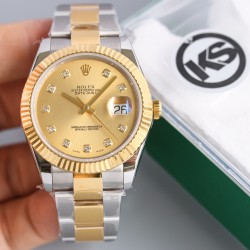 顶级做工KS新品：劳力士 日志 不断提高复刻效果，ROLEX劳力士 间金、间玫、精钢不断改进的钻研精神，特别是五大神器的业界认可，目前销量一直成上升趋势！【尺寸】直径41mm【表镜】抗刮损蓝水晶玻璃，防反光凸透式放大日历窗【表壳】上链表冠，【机芯】稳定复刻2836自动机械机芯、【表带】蚝式三节表链折叠扣，防水大于100米