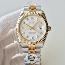 【APEX新品发布】劳力士ROLEX DATEJUST间黄金日志型腕表，包金系列，而且是具有真正K金制作工艺，永久不脱色与掉落特征，而且做工精细，最重要的是区别于以往表带侧面没有包金而呈钢色的现象，现以能呈现出“四面一体”都是真K金的实感！男女都适合的尺寸，并行代购版DATEJUST，完美修正十年间所有副本的不足和缺陷，36mm男女都适合的表径尺寸，搭载ETA2836机并搭配正品代购包装物料，重新定义最高品质的DATEJUST副本，真正的A级副本劳力士DATEJUST。
