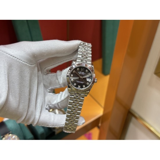 劳力士铅灰色日志31mm316L精钢材质进口全自动机械机芯