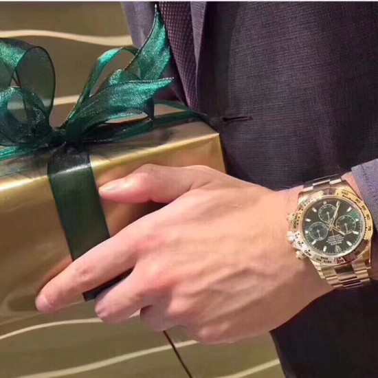 绿迪ROLEX 劳力士 宇宙计型迪通拿 表径40x13mm，316精钢表壳表链，蓝宝石镜面，夜光表盘指针，折叠扣。