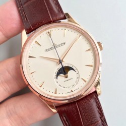 ZF【厚积“薄”发 年度大作】ZF新品，积家月相大师系列，表壳直径39mmX9.9mm与原装同步。六点钟的子盘拥有阳历阴历（月相）双期显示，月相一月转一圈，功能和正品一致。【技术突破】采用9015改积家自产Cal.925/1机芯，功能百分百同步原装自产机芯。走时稳定，素质坚挺。【细节突破】从侧面观察腕表盘面发现有微微的弧度，ZF为了达到这一效果，耗时费力多次调整模具，确保神韵和感觉能与原装相媲美。ZF积家月相大师，满足您对月相的一切美好情怀。