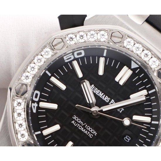 爱彼 Audemars Piguet    AP 皇家橡树离岸型 15710系列  X43 采用莫桑钻圈口 一表一码，二码合一，配送检验证书，联网可查询，国检机构  真正的物美价廉 搭配进口3120机械机芯  904L精钢表壳，进口橡胶表带，防眩光水晶蓝宝石玻璃镜面，尺寸：42mm 14mm[礼物][礼物]五星推荐，自留，送礼，首选