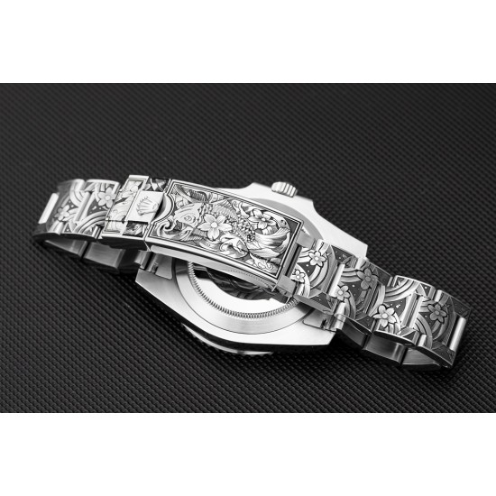 ROLEX劳力士水鬼搭配 纯手工雕花效果,仿佛枯燥的时间机器赋予了桀骜不羁的灵魂,真正的西装暴徒。一跃而起腾起的水花,将鲤鱼衬托得动感十足,寓意锦鲤化龙转运,势必风生水起。整表搭载最新版3135机芯,所有配件原厂互换。以最小的代价玩最酷的表,欢迎品鉴!!! ROLEX劳力士水鬼搭配 纯手工雕花效果,仿佛枯燥的时间机器赋予了桀骜不羁的灵魂,真正的西装暴徒。一跃而起腾起的水花,将鲤鱼衬托得动感十足,寓意锦鲤化龙转运,势必风生水起。整表搭载最新版3135机芯,所有配件原厂互换。以最小的代价玩最酷的表,欢迎品鉴!!!