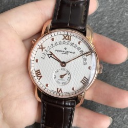 到货！新品Vacheron constantin 经典之美品鉴江诗丹顿马耳他逆跳日历款腕表 型号47245/000G-8773热销男士手表推荐 承载复刻正品Cal.2460 R31L机芯 直径41毫米 搭配意大利小牛皮 原装折叠扣