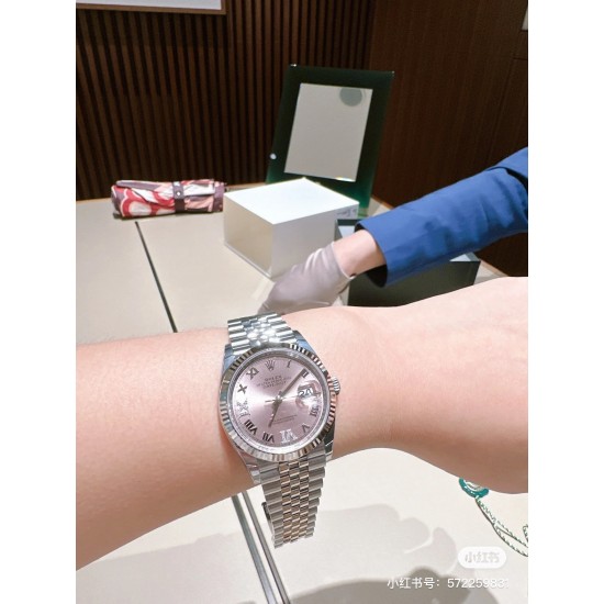 劳力士36mm“粉日志”爆款，上手图！
