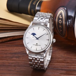 最新款江诗丹顿（Vacheron Constantin)传承系列9位24时真日⭐️月星辰全面推出，成功商务人士必备，采用全自动进口机芯（零返修、零故障）顶级316精钢表壳，原装按扣 进口小牛皮，锅盖玻璃，做工一流，型男必备。送礼极佳，先下手为强！
