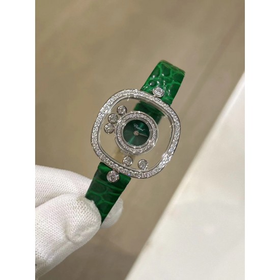 品牌：Chopard-萧邦最新款方形Happy Diamonds❤️瑞士原厂石英机芯 五颗快乐钻石在表盘自由流动  电镀18k金好货不等人哦～[机智]
