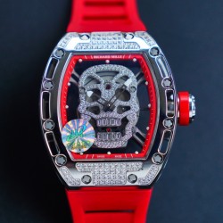 理查德米勒 RICHARD MILLE 最新升級特别版  抛光亮壳 让你体验最亮鬼头 带出最经典的RM052鬼头经典传奇 永不落后  镂空骷髅头腕表．骷髅头轮廓突出，造型霸气不羁，具有震撼人心的魅力。搭配艳耀色彩的真皮轻便表带，更拉风，更前卫。缤纷盛夏，换上短袖T恤的你，腕间搭上鲜艳的表款，是不是很吸睛?尺寸43x50mm ⚠️请认准独家品质