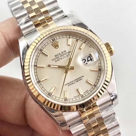 AR超强神作 ROLEX DATEJUST超级904L最强V2升级版日志型36系列腕表，表壳表带运用超级904L铸造而成，并行代购版DATEJUST，完美修正十年间所有副本的不足和缺陷，36mm表径，搭载3135机并搭配正品代购包装物料，重新定义最高品质的DATEJUST副本[拳头]            最强版A级副本DATEJUST【AR出品】