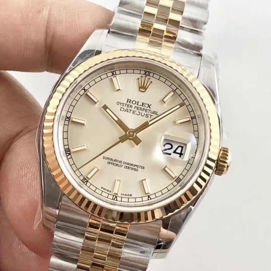 AR超强神作 ROLEX DATEJUST超级904L最强V2升级版日志型36系列腕表，表壳表带运用超级904L铸造而成，并行代购版DATEJUST，完美修正十年间所有副本的不足和缺陷，36mm表径，搭载3135机并搭配正品代购包装物料，重新定义最高品质的DATEJUST副本[拳头]            最强版A级副本DATEJUST【AR出品】