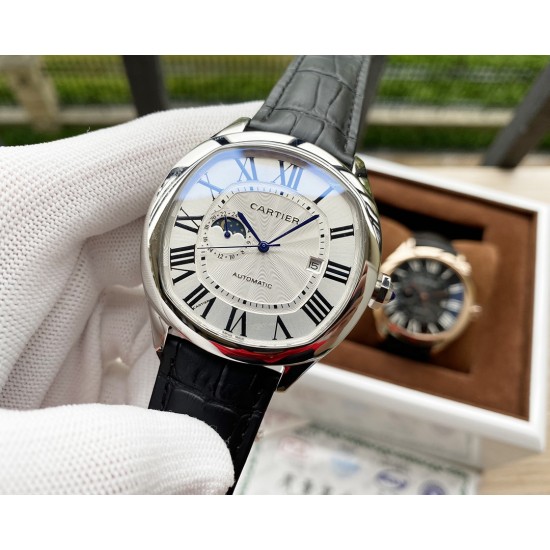 卡地亚 Cartier 精品男士腕表,独特九字位月相设计,技艺精湛,独具匠心,尊贵大气,绅士风范。采用全自动机械机芯,顶级316精钢表壳,进口小牛皮表带,矿物质超强镜面,尺寸42*12 卡地亚 Cartier 精品男士腕表,独特九字位月相设计,技艺精湛,独具匠心,尊贵大气,绅士风范。采用全自动机械机芯,顶级316精钢表壳,进口小牛皮表带,矿物质超强镜面,尺寸42*12