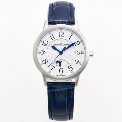 TW出品：积家约会系列自动机械图为女表 【尺寸】尺寸34mm 厚度10mm【机芯】搭载进口9015机改原装cal.898A自动上链机芯（不是加夹板）【表带】搭配进口意大利牛皮表带 【显示指针】顶级烧钢兰指针 具昼夜显示功能