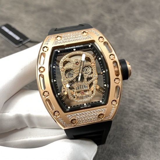 Richard Mille 理查德米勒系列,亲民版!一比一复刻 !全镂空骷髅头 腕表 简约无钻款 酒桶型镂空表盘 橡胶黑色表带 加了碳素!防水效果杠杠的!出货实拍 Richard Mille 理查德米勒系列,亲民版!一比一复刻 !全镂空骷髅头 腕表 简约无钻款 酒桶型镂空表盘 橡胶黑色表带 加了碳素!防水效果杠杠的!出货实拍