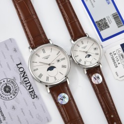 2024年【最新品】七夕节最佳礼品Longines浪琴官方博雅系列情侣腕表 见证爱奇迹时刻时尚潮流男女腕表。采用进口日本机芯。采用进口头层牛皮表带。表壳采用三件套官方一致工艺。腕表尺寸：男39mm女30mm质量杠杠欢迎转发