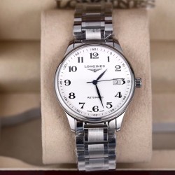 品牌：浪情-LONGINES⚡️型号：名匠系列男士单历腕表机芯：搭载顶级ETA2824全自动机械机芯，摆幅28800，动力储备48小时+，超薄机芯玻璃：防刮耐磨蓝宝玻璃镜面 表壳：316精钢表壳 超薄纤细原装同步壳身 三度防水，尺寸：38.5/9mm细节：字面、表针细节原版同步库存：备货充裕，全系总量500+附件：配送独家定制专柜同步运输木盒