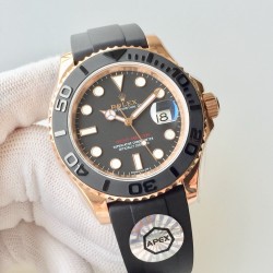 【APEX出品】劳力士YACHT-MASTER＂116655＂(YM金游艇)系列，40mm直径，表壳四个耳底钢印和正品一模一样表针的中轴相当出色，就连中轴处的铆钉都做得很乱真，搭配2824自动机械机芯，走时精准。镜面抛光双凹曲线面蓝宝石镜面，纯水刀切割，原版对应打磨拉丝处理，圈口一体成型（非蚀刻）铂金电镀刻度色泽均匀永不褪色，冰蓝色超亮夜光，圈口夜光珠镜面为双卜蓝宝石玻璃。原装表扣，扣内侧抛光腐蚀工艺钢印！APEX之作，致敬原版，挑战更好！