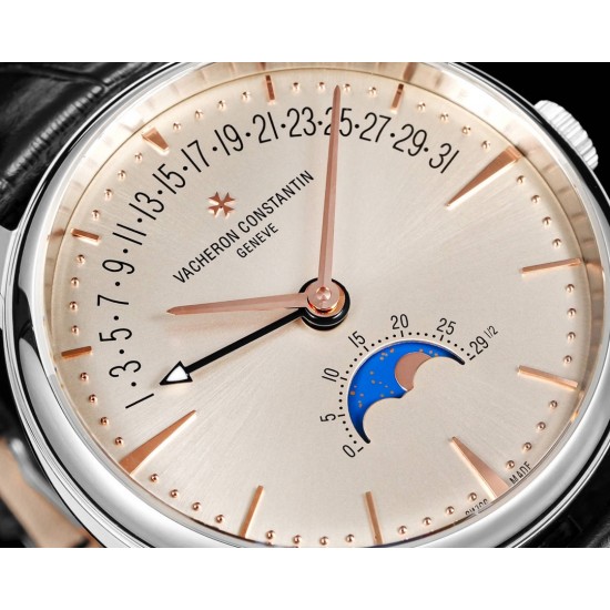 全新升级版Vacheron constantin 经典之美品鉴江诗丹顿传承逆跳日历款腕表 型号4010U/000R-B329。盘面设计独树一帜,功能简单实用。采用自制Cal.2460 R31L/1机芯 直径42.5毫米 。搭配意大利牛皮原装表扣,佩戴更舒适,简敛精致不失优雅,经典传承 永不过时 全新升级版Vacheron constantin 经典之美品鉴江诗丹顿传承逆跳日历款腕表 型号4010U/000R-B329。盘面设计独树一帜,功能简单实用。采用自制Cal.2460 R31L/1机芯 直径42.5毫米 。搭配意大利牛皮原装表扣,佩戴更舒适,简敛精致不失优雅,经典传承 永不过时