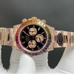 今日推荐劳力士 迪通拿 玫瑰金 带NFC芯片感应保卡 四码合一 40mm 7750机 顶级品质 出货实拍✈️