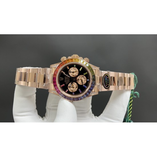 今日推荐劳力士 迪通拿 玫瑰金 带NFC芯片感应保卡 四码合一 40mm 7750机 顶级品质 出货实拍✈️
