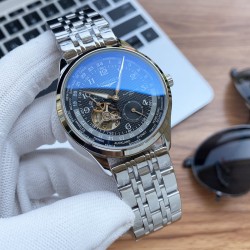 实物拍摄品牌：浪琴-LONGINES 类型：[酷]男士腕表表壳：316精钢（做工优质）表带：进口小牛皮/316精钢（两种可选）机芯：高级定制全自动机械机芯（走时稳定）玻璃：高级强化镀膜镜面尺寸：直径40mm，厚度12mm