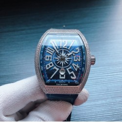 法兰克 穆勒 Franck Muller F12 运动时尚满钻高贵 尺寸54*42*15mm 全自动机械机芯 蓝光镀膜玻璃 牛皮表带底部橡胶 原装针扣 糅合运动设计风格 中间完美弧线夹层设计 尽显绅士品味 三杰推荐男士机械腕表 SJ为你精心制作超真实实物图拍摄