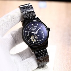 浪琴LONGINES⚡️⚡️⚡️2018全新两针半飞轮男士机械腕表  搭配原装日本进口两针半镂空西铁城82S5机芯 316L精钢表壳 修正优美壳身  深度防水 可放心游泳 拱形高清通透玻璃 进口小牛皮表带[玫瑰][玫瑰][玫瑰]尺寸41/12mm 请认准独家品质