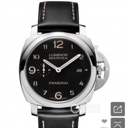 沛纳海 LUMINOR MARINA  系列 自动机械腕表 手表 PAM00359 PAM359 359 精钢抛光表壳 蓝宝石镜面 保险护桥表冠 黑色表盘 超强夜光 牛皮表带 精钢针扣 直径44mm