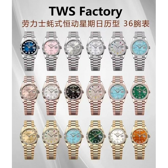 性价比五星推荐tws新品 双历劳力士星期日志 尺寸36Mm  自动机械、蓝宝石镜面，搭配隐形式摺叠皇冠带扣，贴合手腕，整体更细腻舒适。