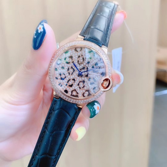爆款到货卡地亚蓝气球满钻系列双排四角排✨超美人工镶嵌施华洛世奇水晶钻 字面全钻尽显高端品质 鳄鱼纹小牛皮搭配原装折叠扣 方便携带 百搭尺寸36mm(白玫金壳三色可选)适合各种高大上场合[机智]