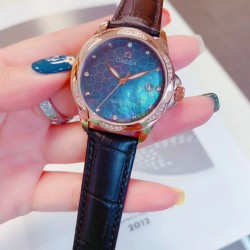 欧米加OMEGA 女士腕表   进口石英机芯  316L精钢表壳  直径34mm厚8m