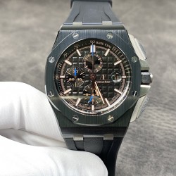 【ps该款为多功能的表款，容易出现操作不当，请慎重考虑！ 】AUDEMARS PIGUET 爱彼 AP 皇家橡树离岸型 计时码表 26402CE.OO.A002CA.01 陶瓷表壳 钛合金按钮 双面蓝宝石镜面 3126机芯 陶瓷自动砣 橡胶表带 钛合金针扣 44mm JF厂出品 出货实拍