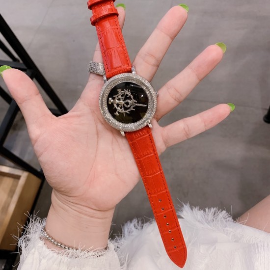 萧邦 Chopard  张柏芝同款时来运转系列腕表。钻石是女人难以抵挡的诱惑！采用捷克水晶钻、分分钟闪爆双眼的节奏，随着手腕轻轻摇摆就360度无死角随意转动，寓意给你带来好运气！让你转【赚】个不停。致敬极简美学。将简约风范注入玩味细节中，诠释别具一格的优雅风采。