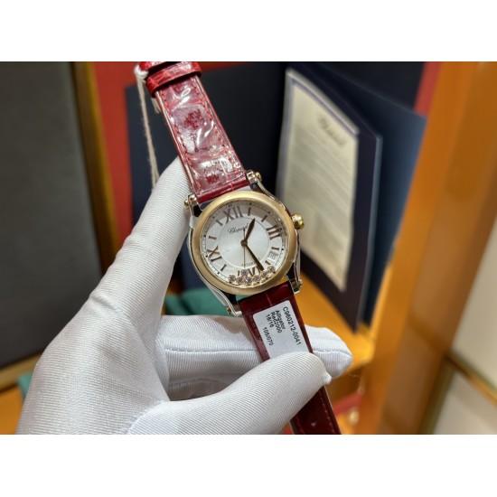 萧邦快乐钻36mm进口eta2892机械机芯进口美洲鳄鱼皮